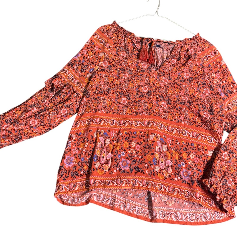 American eagle flowy orange blouse - Picture 2 of 4